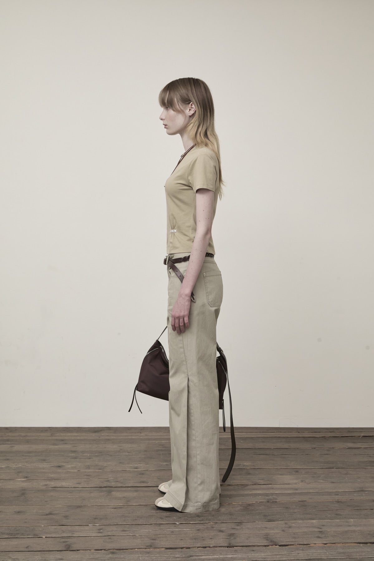 Matin Kim - Mini Label Shirring Top (Beige) product image 6 | TRAB K-Fashion Australia