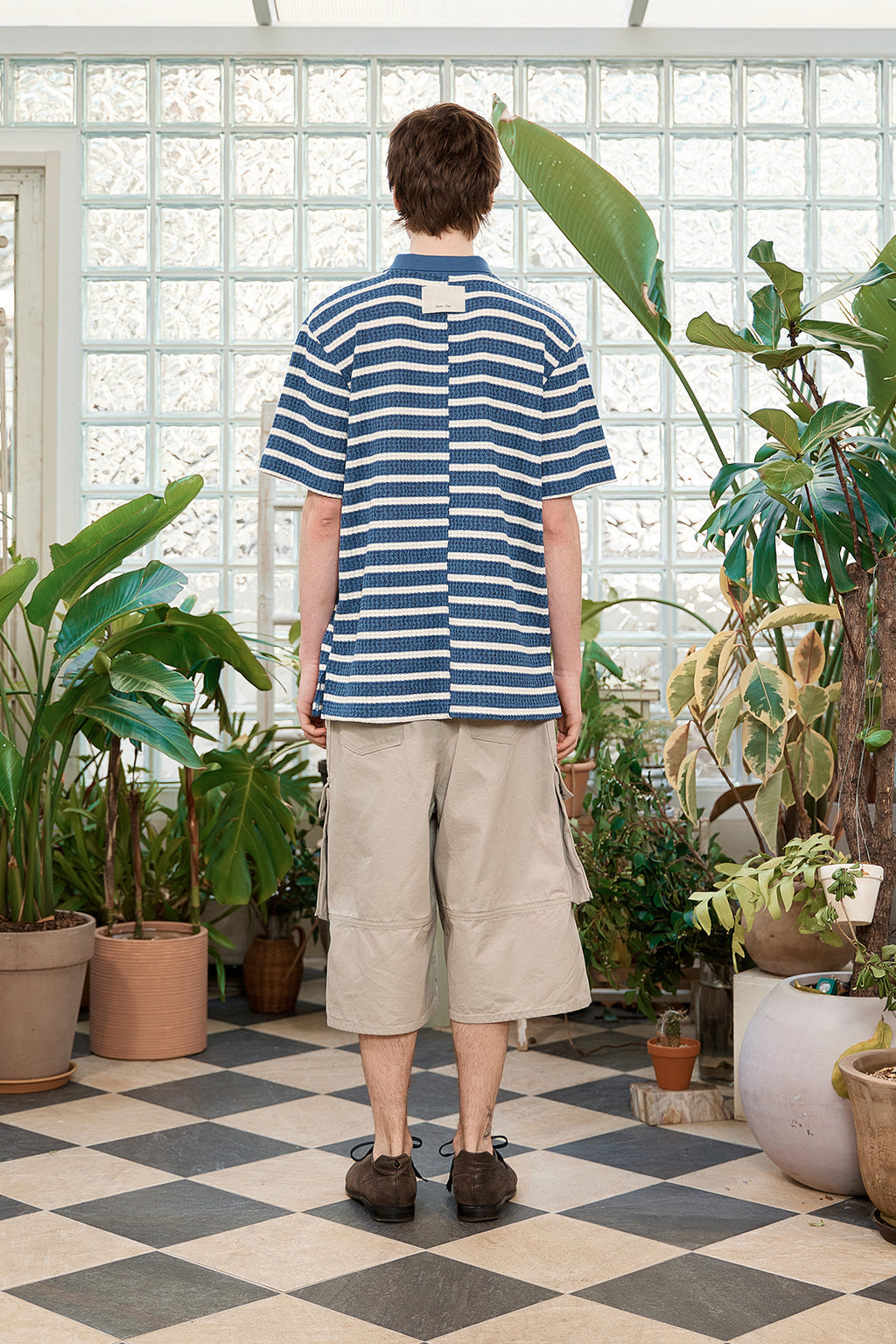Matin Kim - Cut Line Stripe Pique Top (Smoke Blue) product image 8 | TRAB K-Fashion Australia