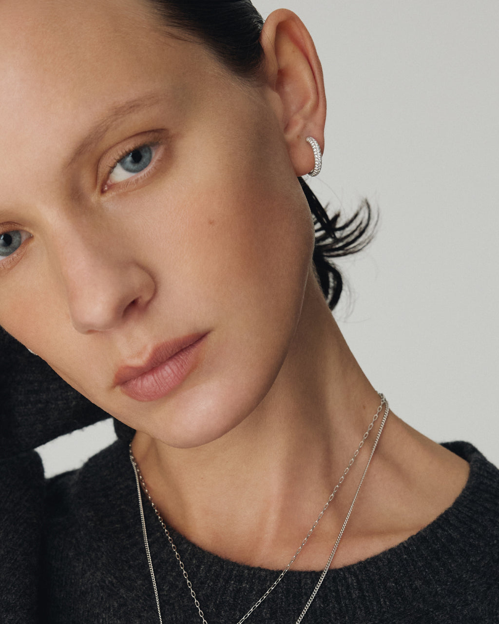 Numbering - Basic Pave Hoop Earrings #3207 product image 3 | TRAB K-Fashion Australia