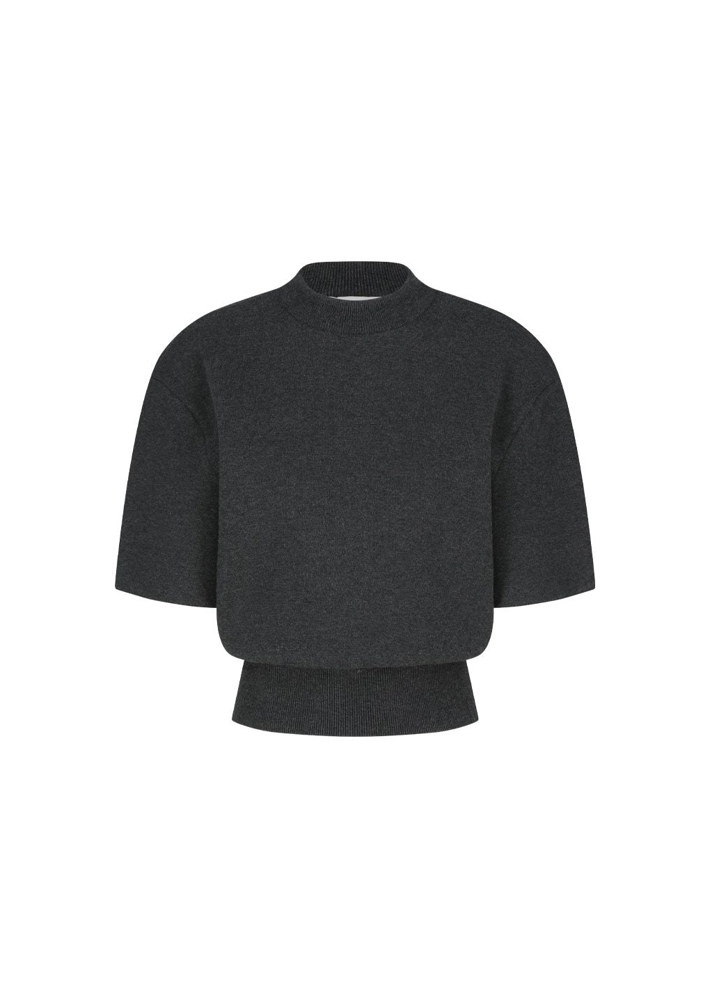 Amomento - Rounded half knit top (Charcoal) product image 8 | TRAB K-Fashion Australia