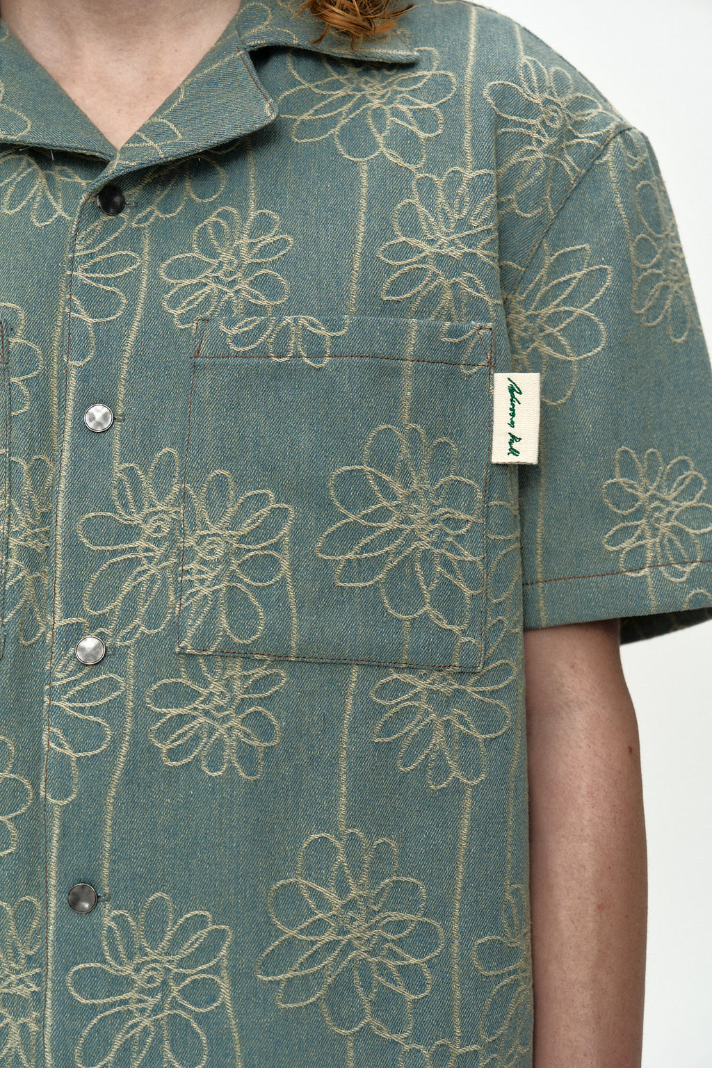 Andersson Bell - Flower Embroidery Open Collar Shirt (Blue) product image 5 | TRAB K-Fashion Australia