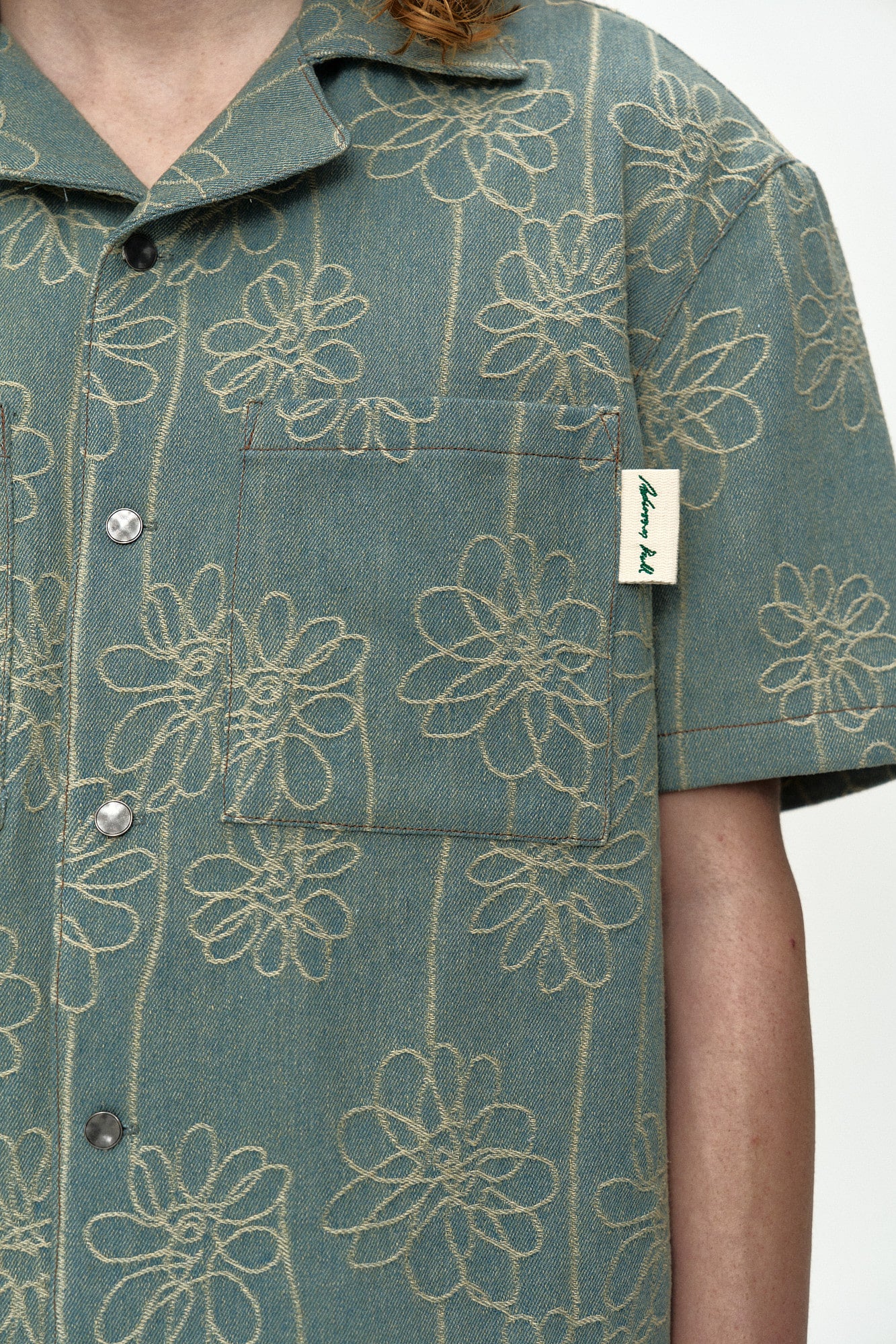 Andersson Bell - Flower Embroidery Open Collar Shirt (Blue) product image 5 | TRAB K-Fashion Australia