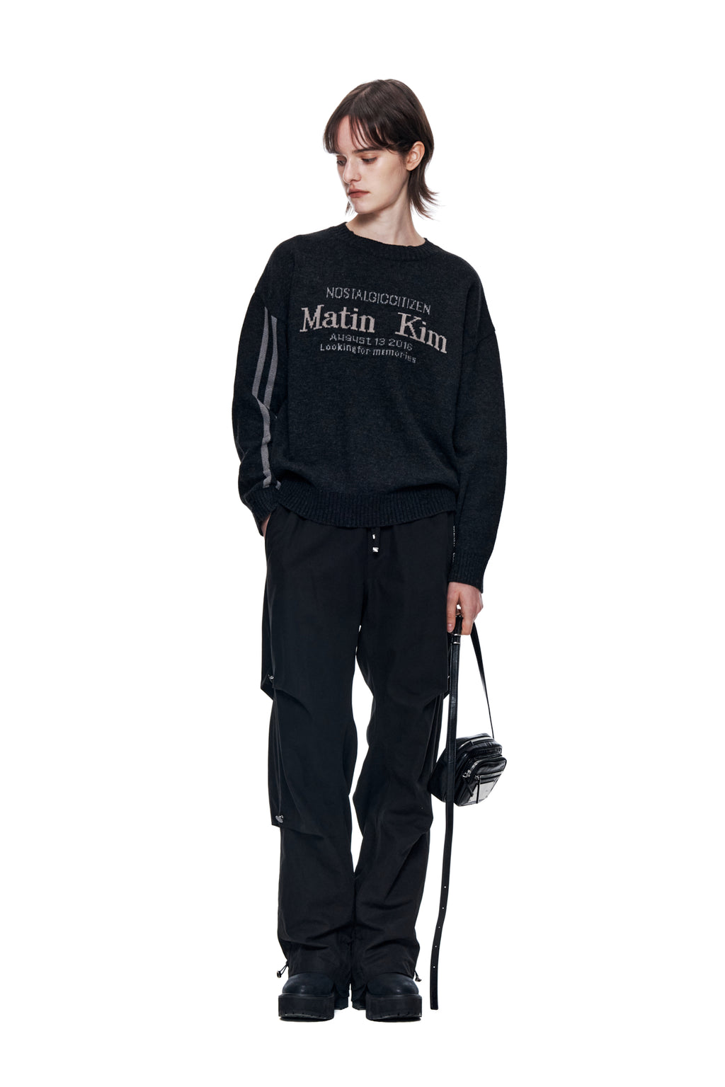 Matin Kim - Matin Sleeve Line Knit Pullover (Charcoal) product image 9 | TRAB K-Fashion Australia