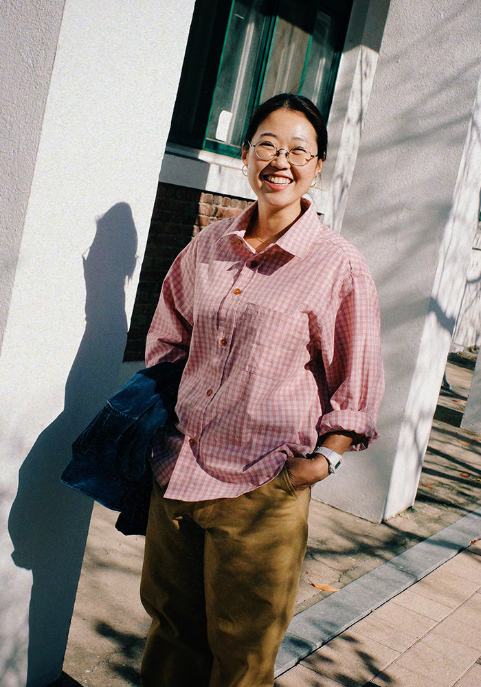 Collect Pieces - Peace Bird Shirts (Checked Pink) product image 6 | TRAB K-Fashion Australia