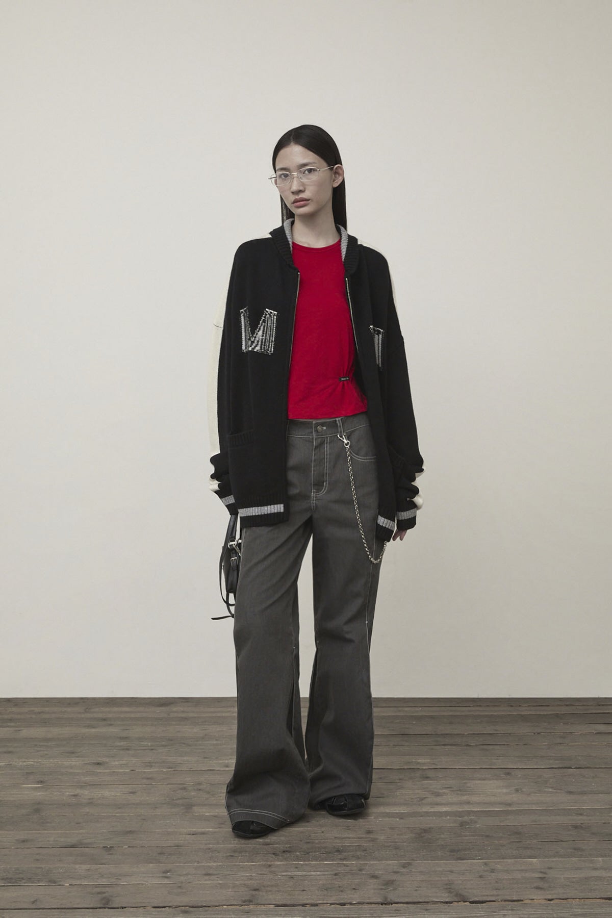 Matin Kim - Matin Kim Initial Knit Zip Up (Black) product image 9 | TRAB K-Fashion Australia