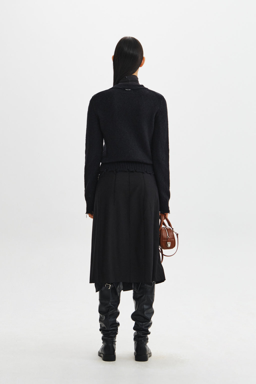 Matin Kim - Raw Edge Flap Belted Skirt (Black) product image 8 | TRAB K-Fashion Australia