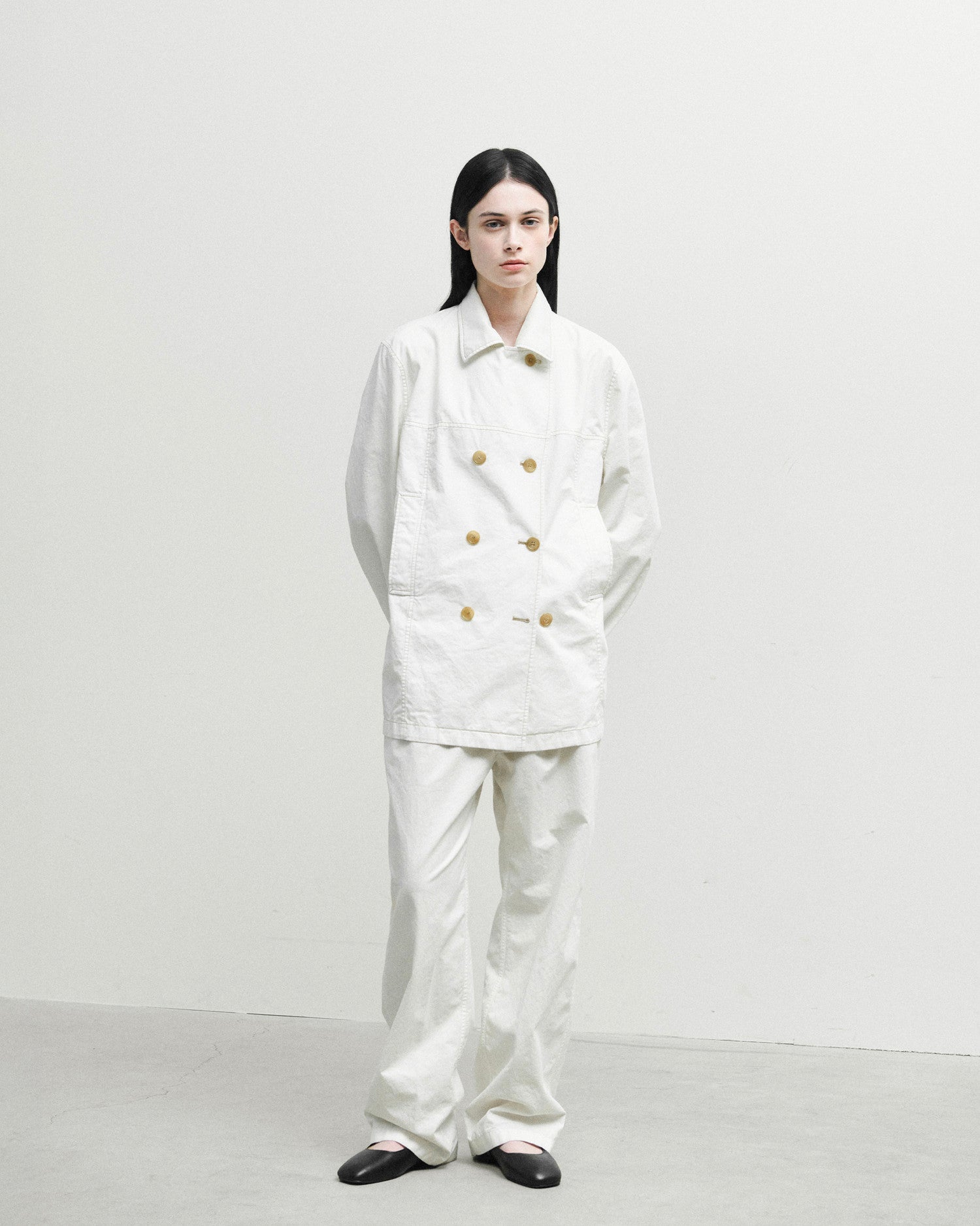 Brownyard - Washed Double Half Coat (Ivory) product image 1 | TRAB K-Fashion Australia