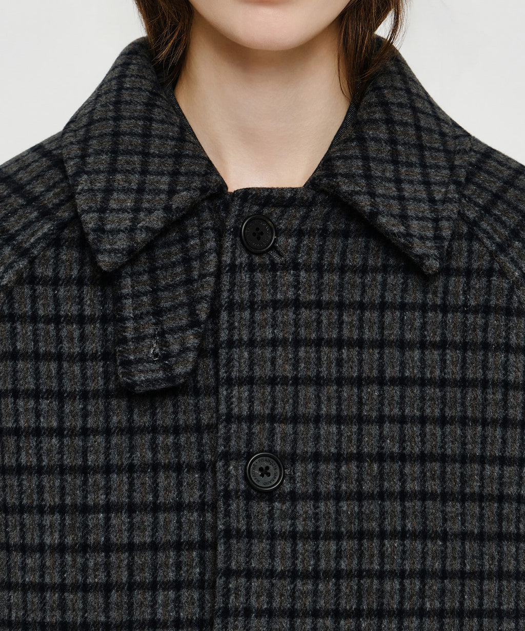Marithe & Francois Girbaud - Wool Blend Long Balmacaan Coat (Check) product image 4 | TRAB K-Fashion Australia