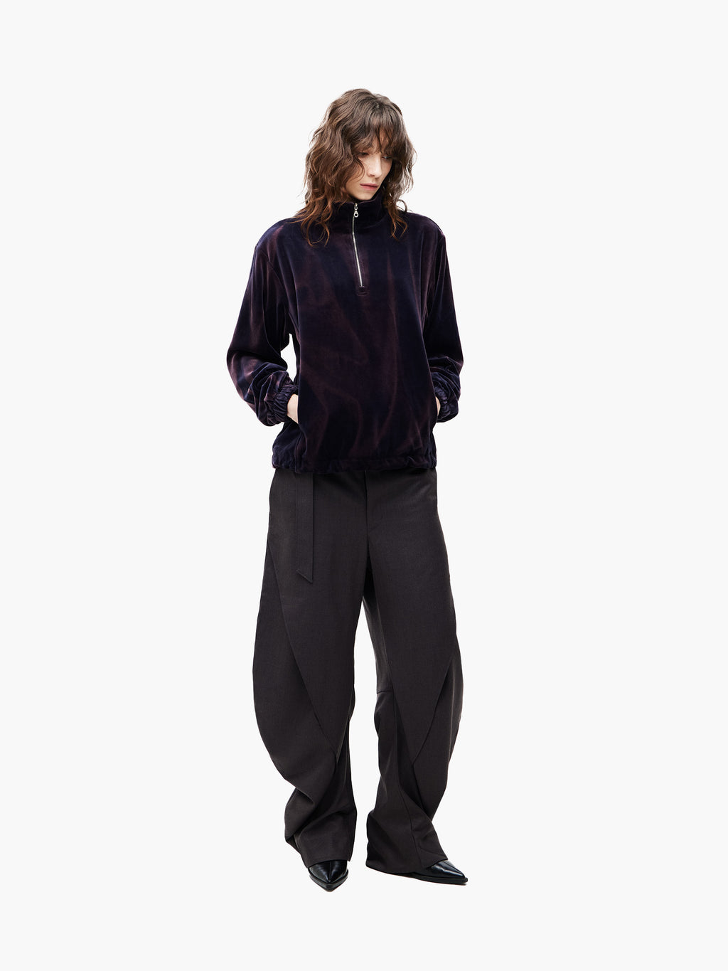 Jiyong Kim - Sun-Bleached Half-Zip Sweatshirt (Navy) product image 3 | TRAB K-Fashion Australia