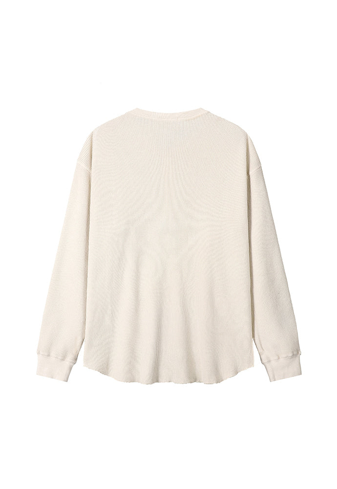 Art if acts - Garment Dyed Waffle Henley (Cream) product image 7 | TRAB K-Fashion Australia
