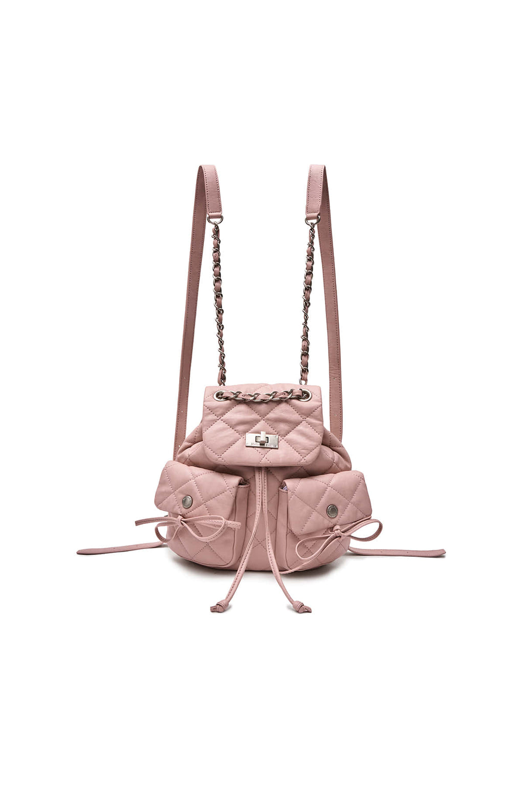 Matin Kim - Double Pocket Quilting Mini Backpack (Pink) product image 1 | TRAB K-Fashion Australia