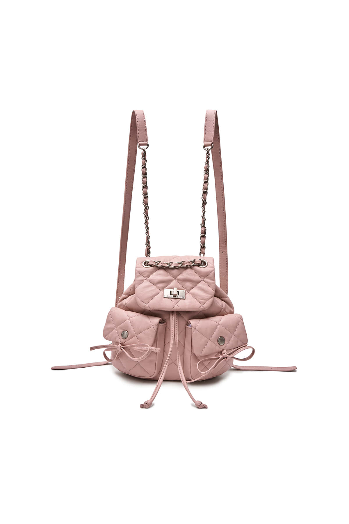 Matin Kim - Double Pocket Quilting Mini Backpack (Pink) product image 1 | TRAB K-Fashion Australia