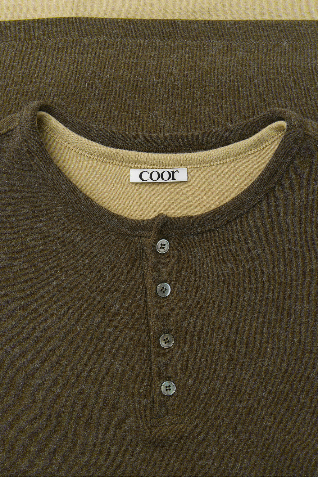 Coor - Hairy Henley Neck Layered T-Shirt (Khaki Green) product image 5 | TRAB K-Fashion Australia