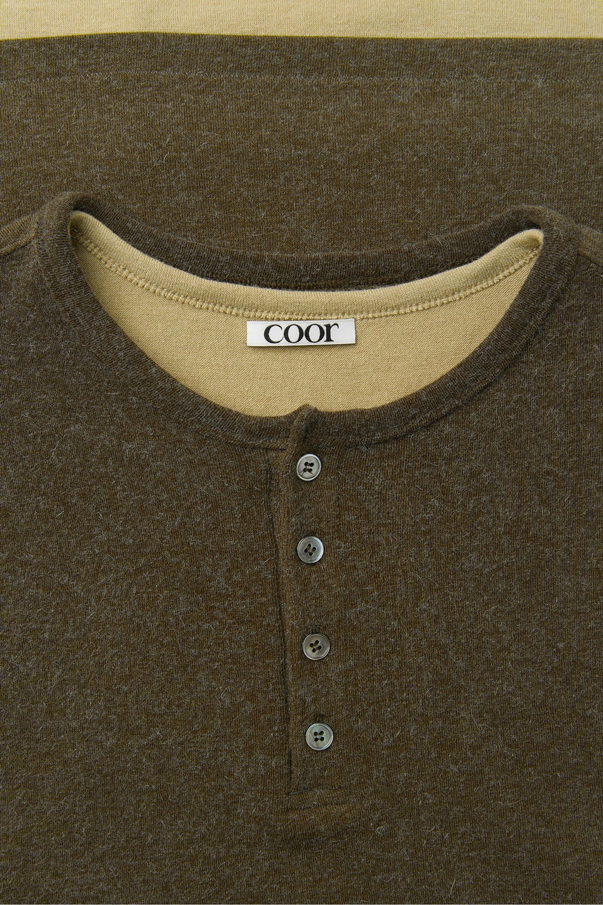 Coor - Hairy Henley Neck Layered T-Shirt (Khaki Green) product image 5 | TRAB K-Fashion Australia
