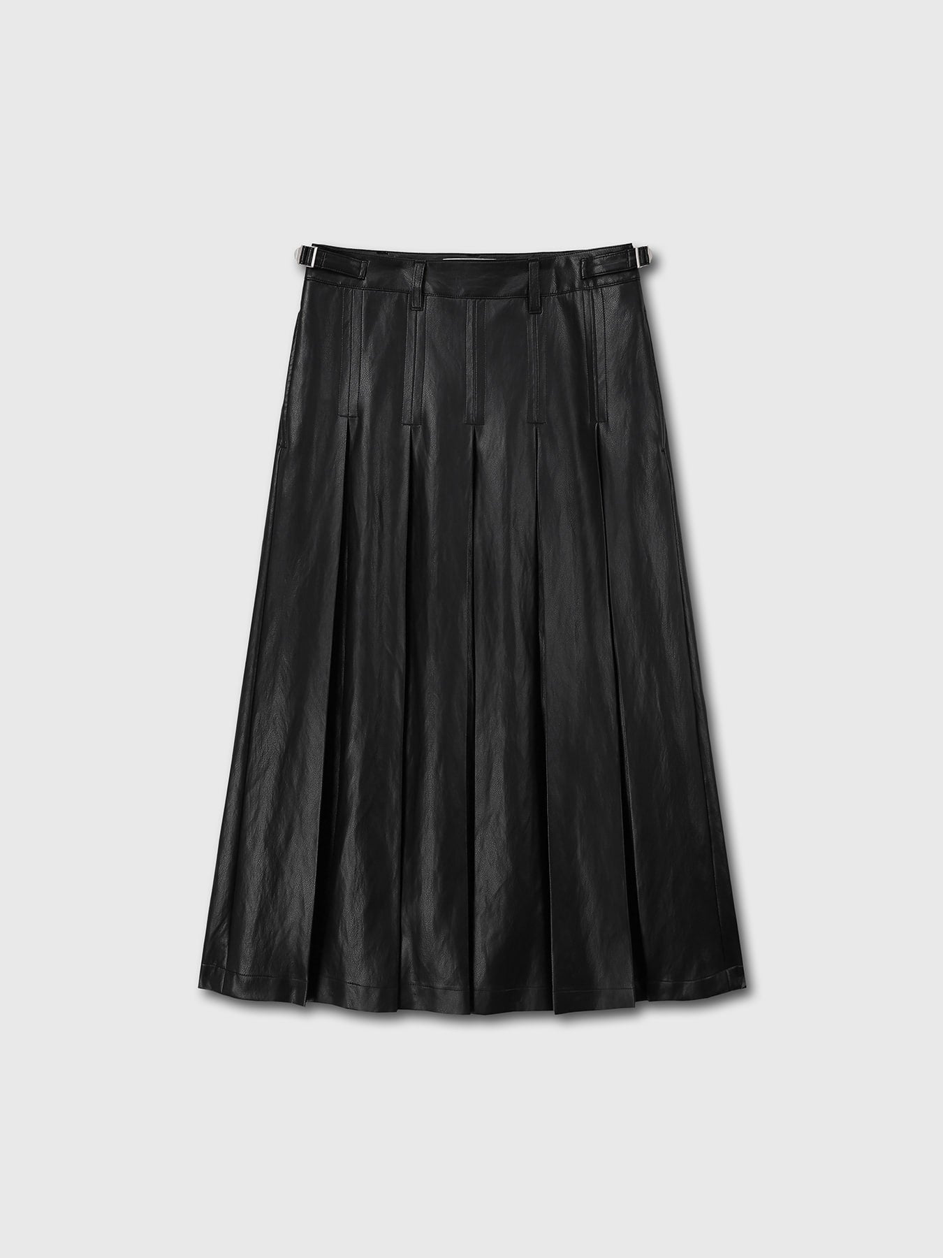 Tonywack - Faux Leather Pleated Midi Skirt (Black) product image 7 | TRAB K-Fashion Australia