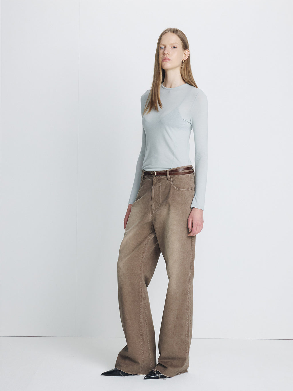 Tonywack - Re-Cut Brushed Cotton Flared Pants (Faded Brown) product image 2 | TRAB K-Fashion Australia