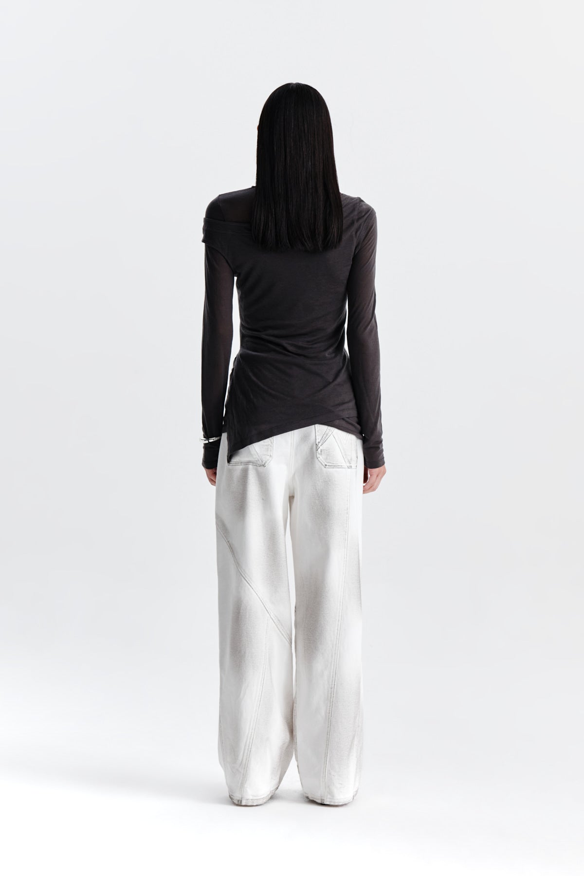 Matin Kim - Slit Point Sleeveless Layered Top (Charcoal) product image 7 | TRAB K-Fashion Australia