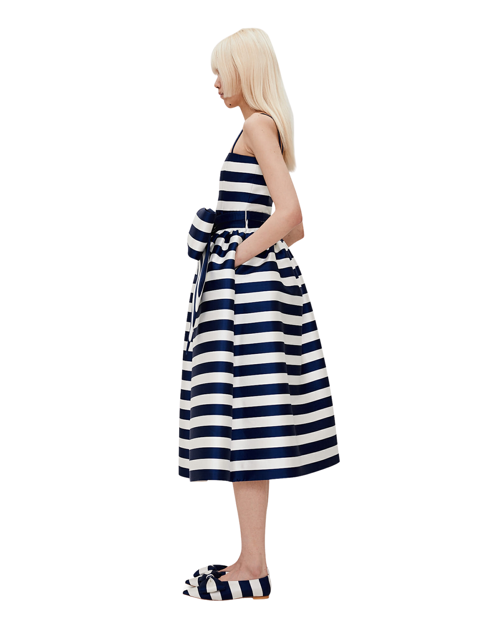Kimhe Kim - Striped Mikado Silk Long Dress (Navy) product image 3 | TRAB K-Fashion Australia