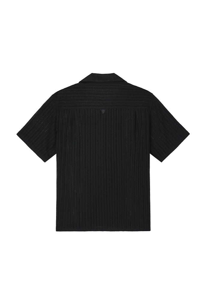 Tonywack - Crochet Camp Collar Half Sleeve Shirt (Black) product image 6 | TRAB K-Fashion Australia