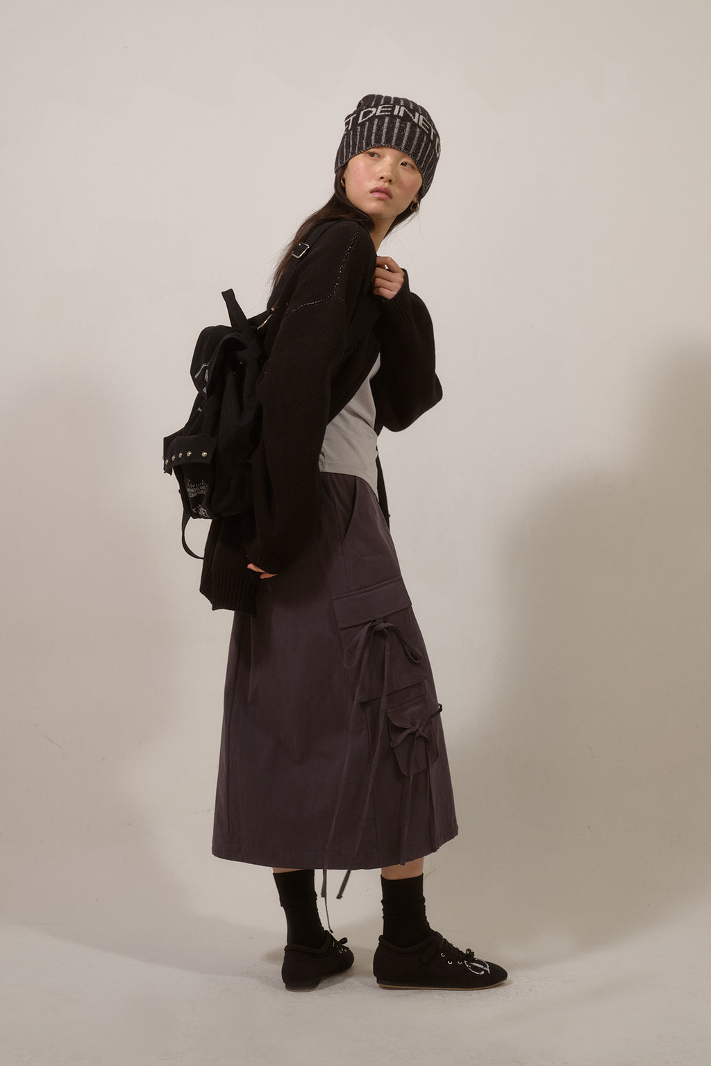 Deinet - String Point Cargo Skirt (Charcoal) product image 6 | TRAB K-Fashion Australia