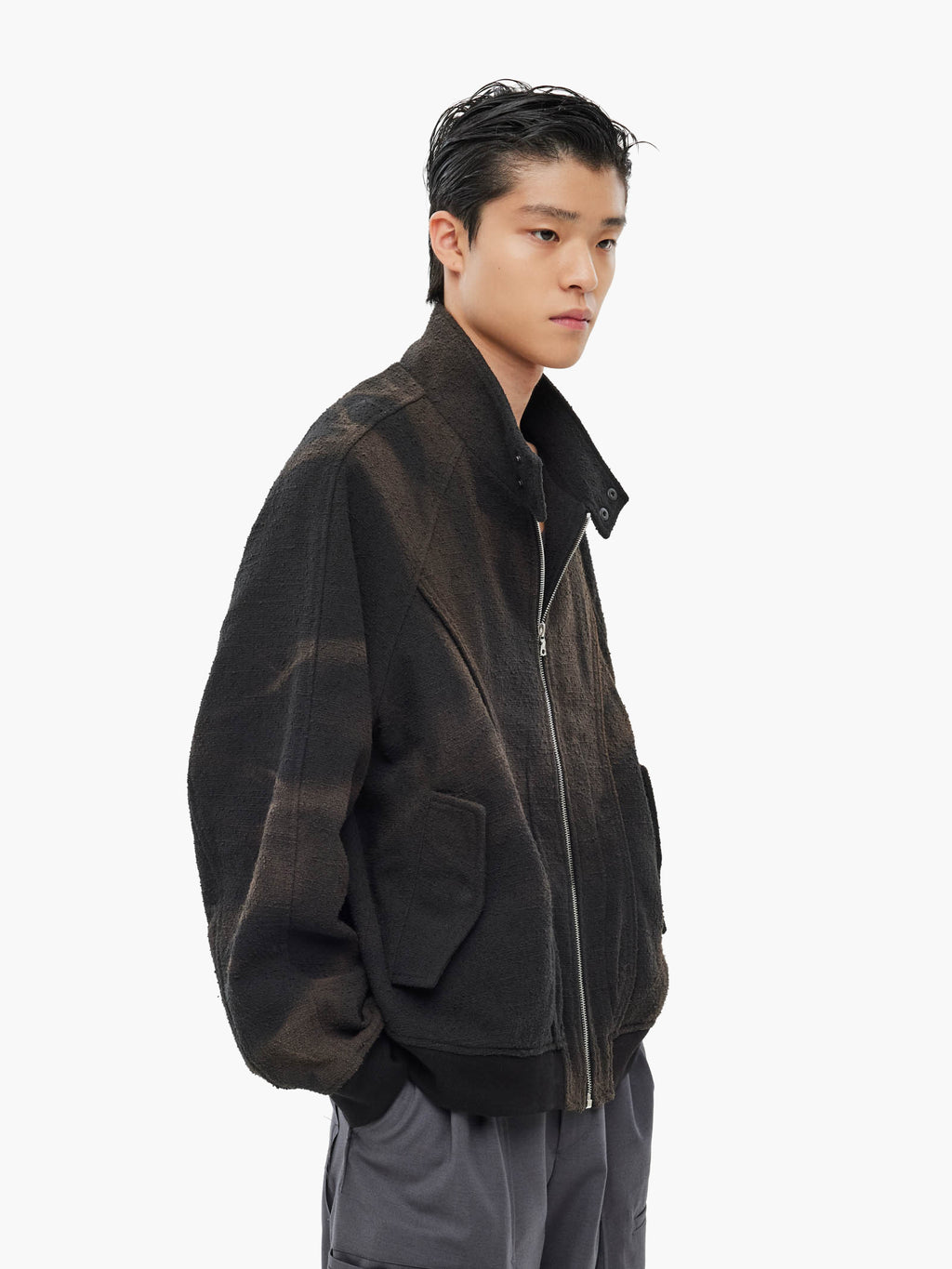 Jiyong Kim - Sun-Bleached High Neck Blouson (Black) product image 4 | TRAB K-Fashion Australia