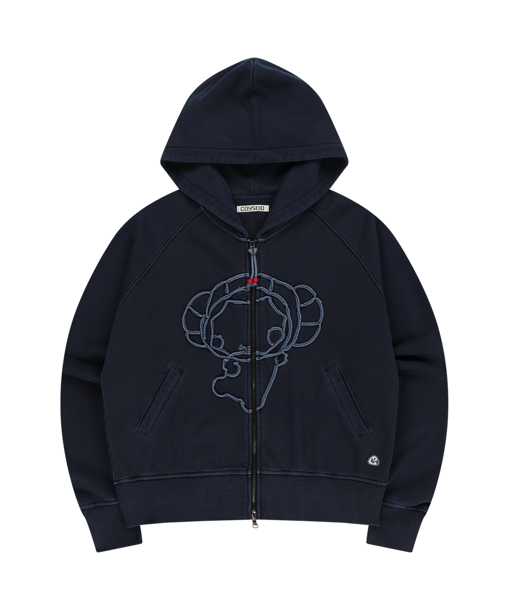 Coyseio - Vintage Tape Hood Zip-Up (Navy) product image 1 | TRAB K-Fashion Australia