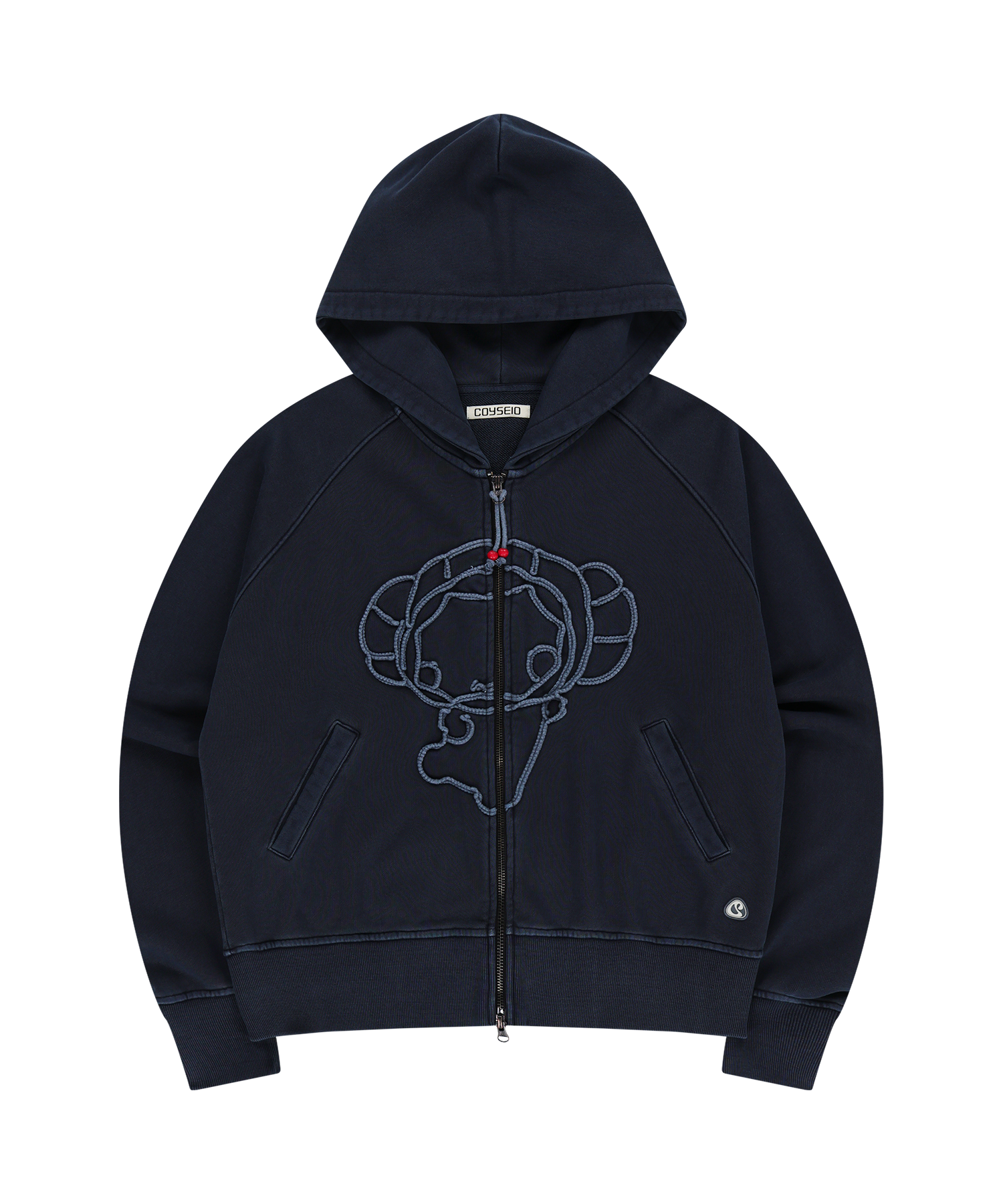 Coyseio - Vintage Tape Hood Zip-Up (Navy) product image 1 | TRAB K-Fashion Australia