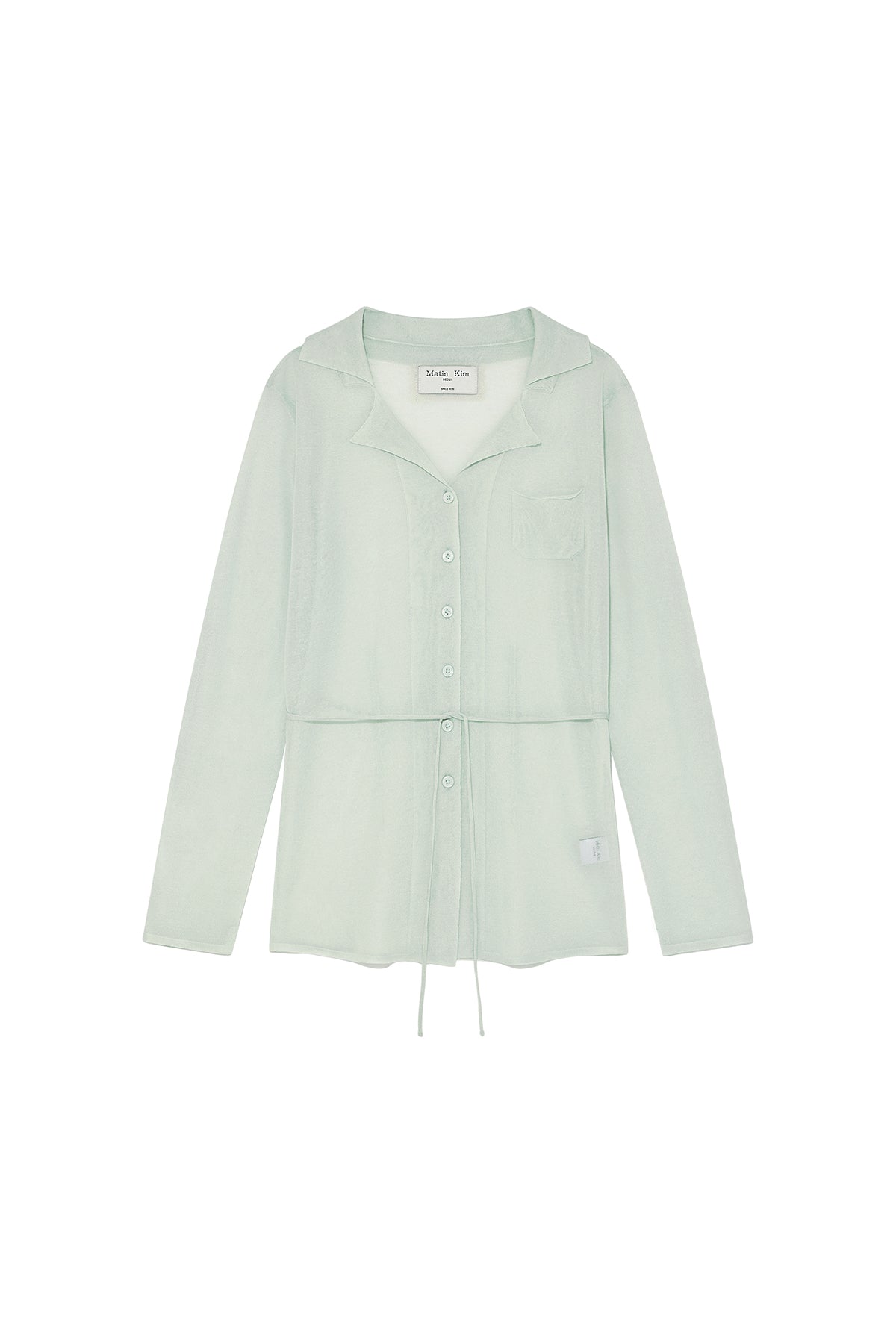 Matin Kim - String Point Plain Long Cardigan (Mint) product image 1 | TRAB K-Fashion Australia