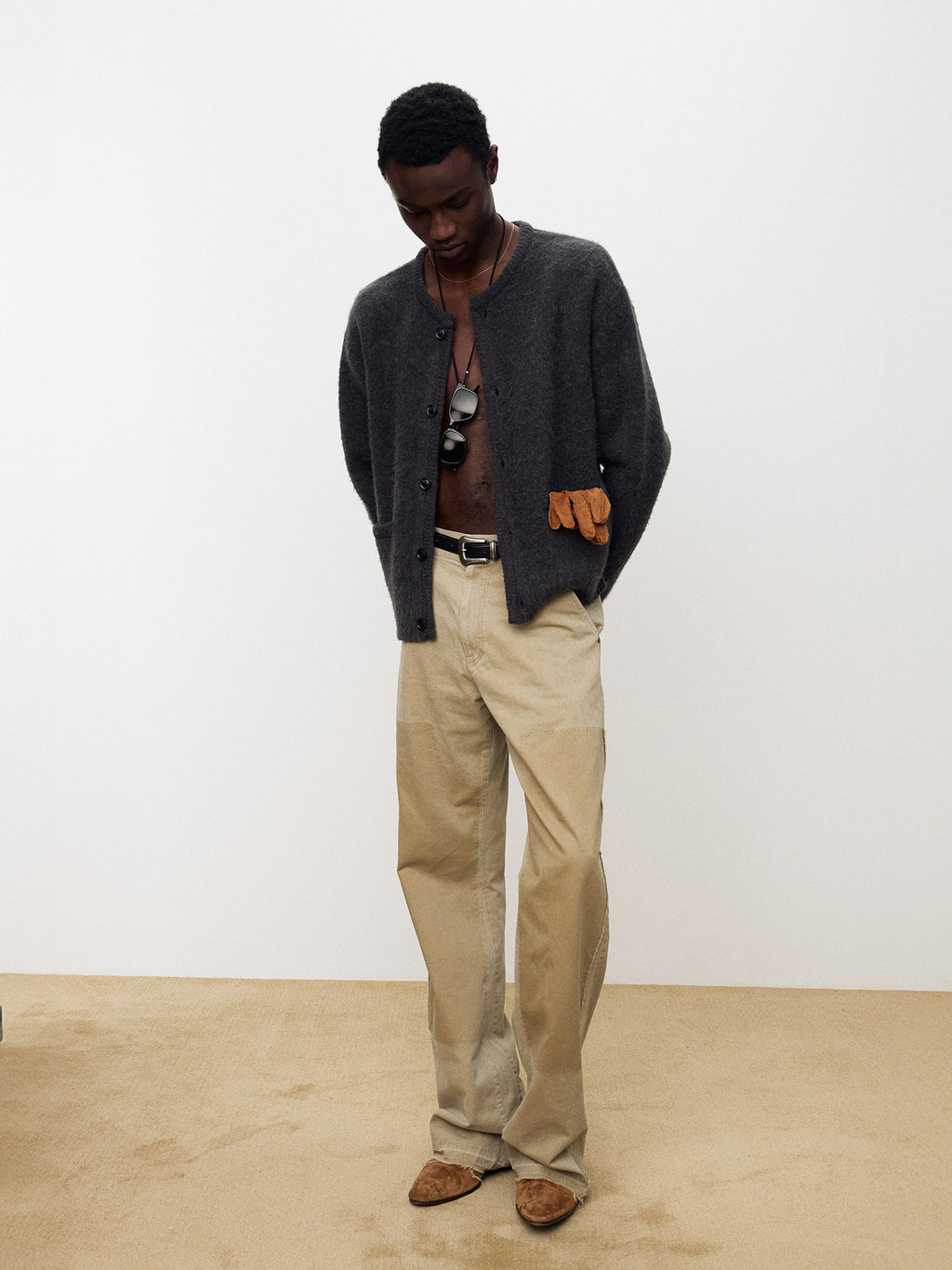 Tonywack - Vintage Effect Flared Carpenter Pants (Faded Beige) product image 1 | TRAB K-Fashion Australia