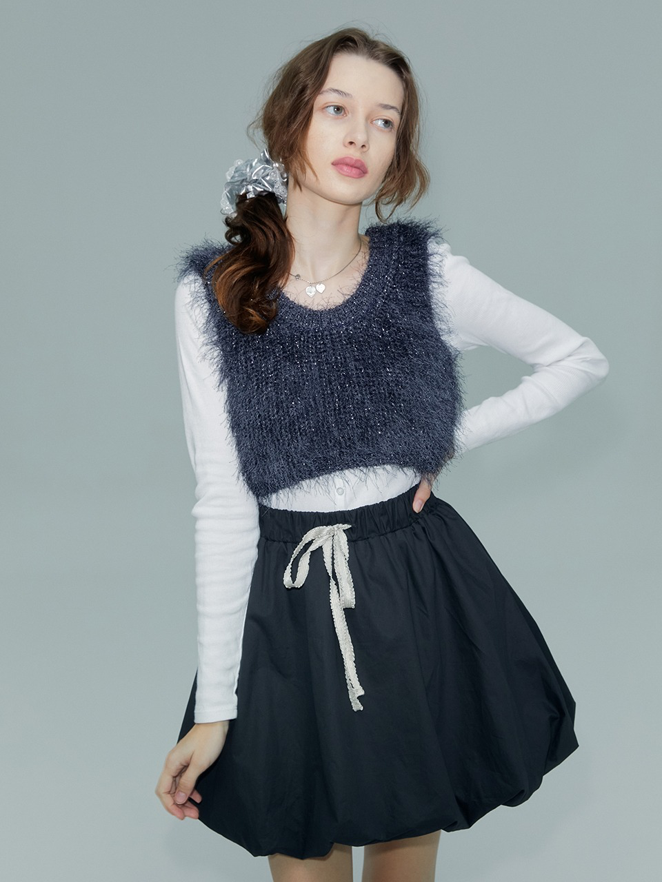 Margarin Fingers - Brush Crop Knit Vest (Charcoal) product image 1 | TRAB K-Fashion Australia