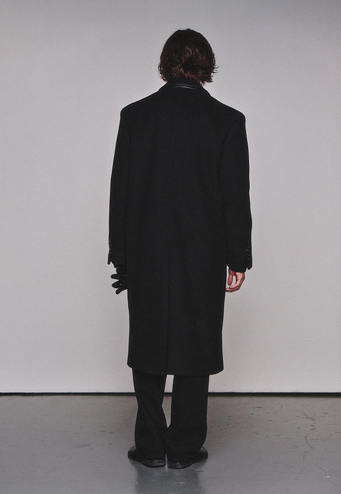 Art if acts - Leather Collar Double-Breasted Coat (Black) product image 3 | TRAB K-Fashion Australia