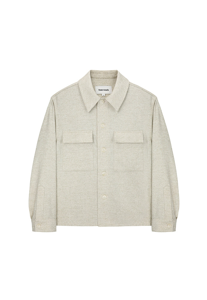 Tonywack - Wool And Lyocell Natural Tweed Shirt Jacket (Sage Beige) product image 5 | TRAB K-Fashion Australia