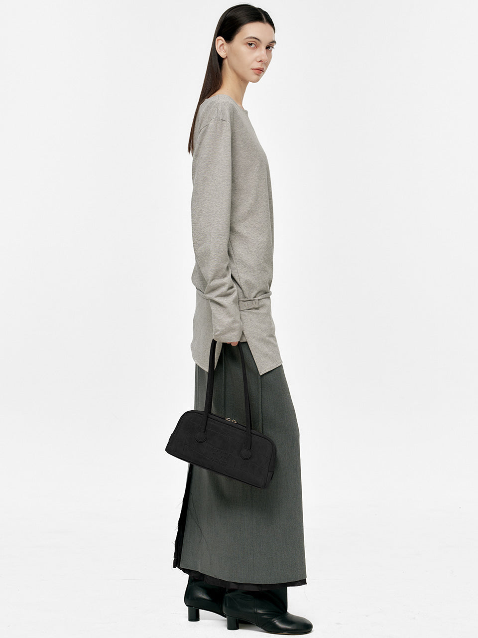 Marge Sherwood - Soft Boston Ew (Black Croc-Effect Suede) product image 3 | TRAB K-Fashion Australia