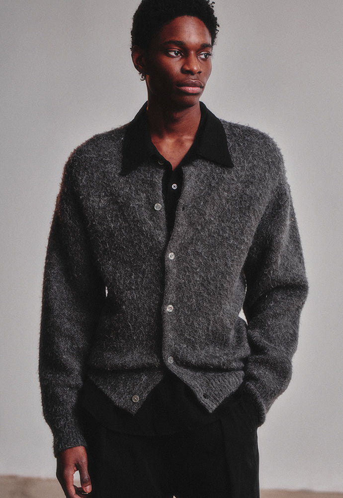 Art if acts - Alpaca Round Neck Cardigan (Charcoal) product image 2 | TRAB K-Fashion Australia
