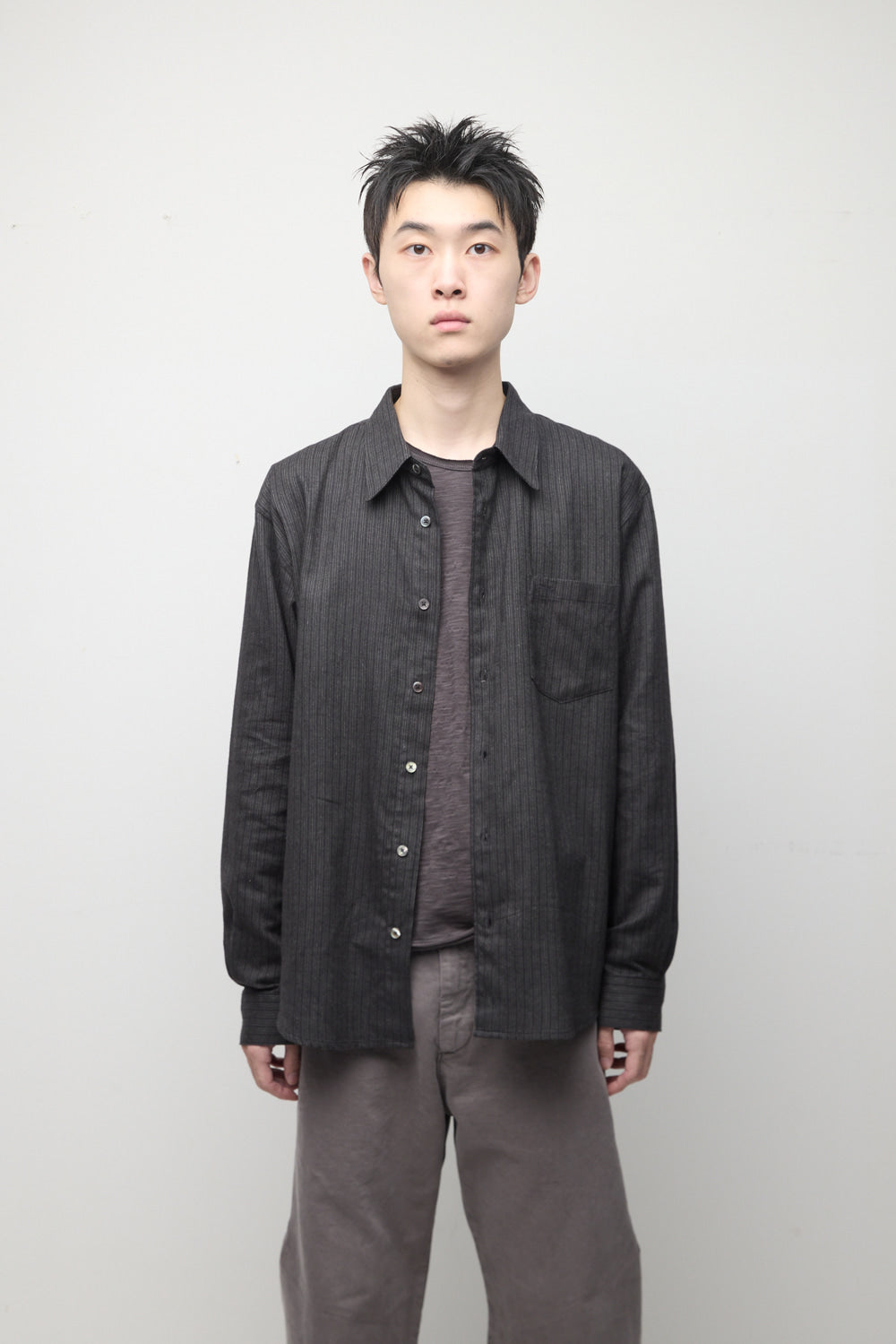 Hatchingroom - Shirring Shirt Vintage Stripe (Charcoal) product image 12 | TRAB K-Fashion Australia