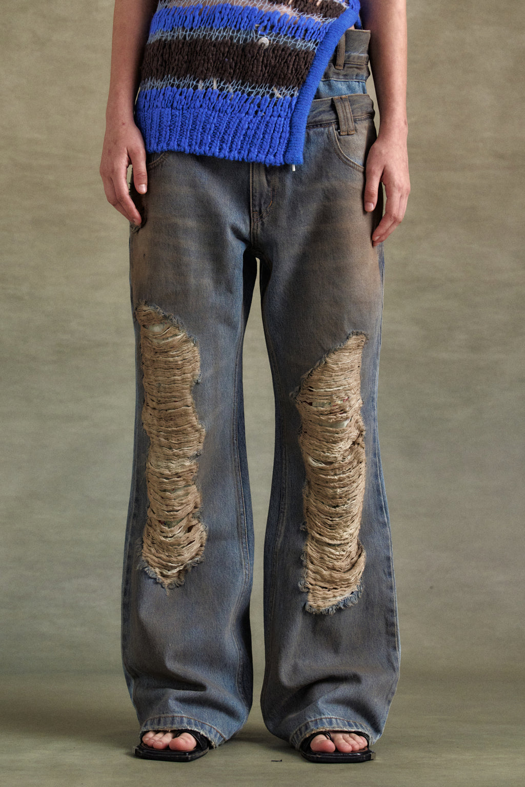 Andersson Bell - Vintage Spray Double Waist Jeans (Dusty Blue) product image 7 | TRAB K-Fashion Australia