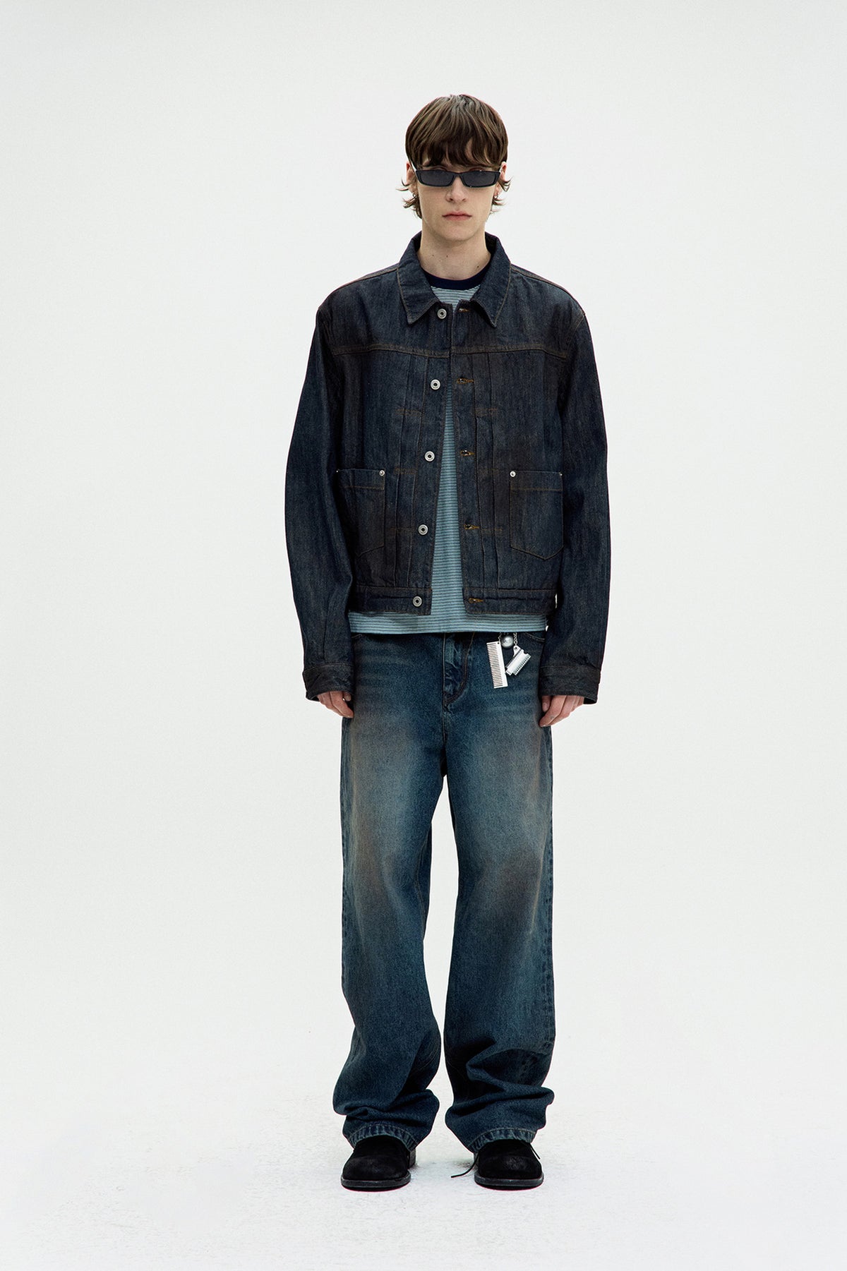 Coor - Straight Cut Dirty Wash Indigo Jeans (Washed Indigo) product image 2 | TRAB K-Fashion Australia