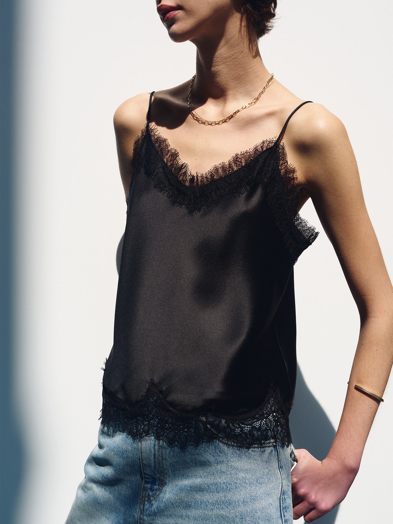Tonywack - Satin Lace Camisole (Black) product image 6 | TRAB K-Fashion Australia
