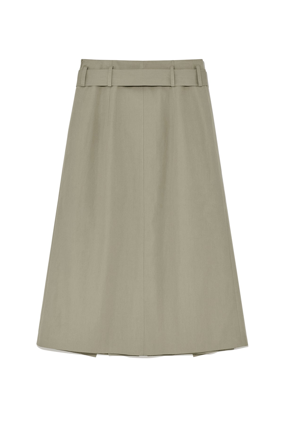 Matin Kim - A Line Pleats Belted Skirt (Light Khaki) product image 2 | TRAB K-Fashion Australia
