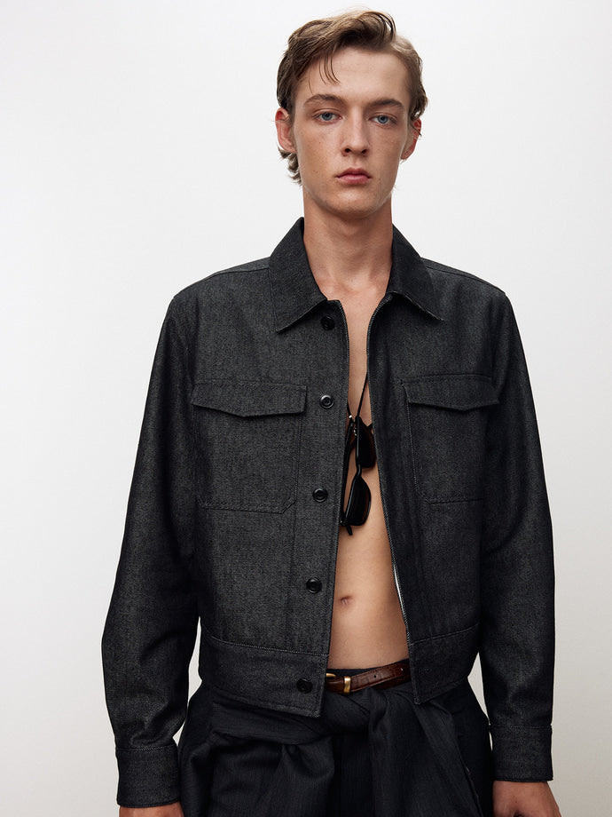 Tonywack - Hidden Button Denim Blouson (Charcoal Indigo) product image 6 | TRAB K-Fashion Australia