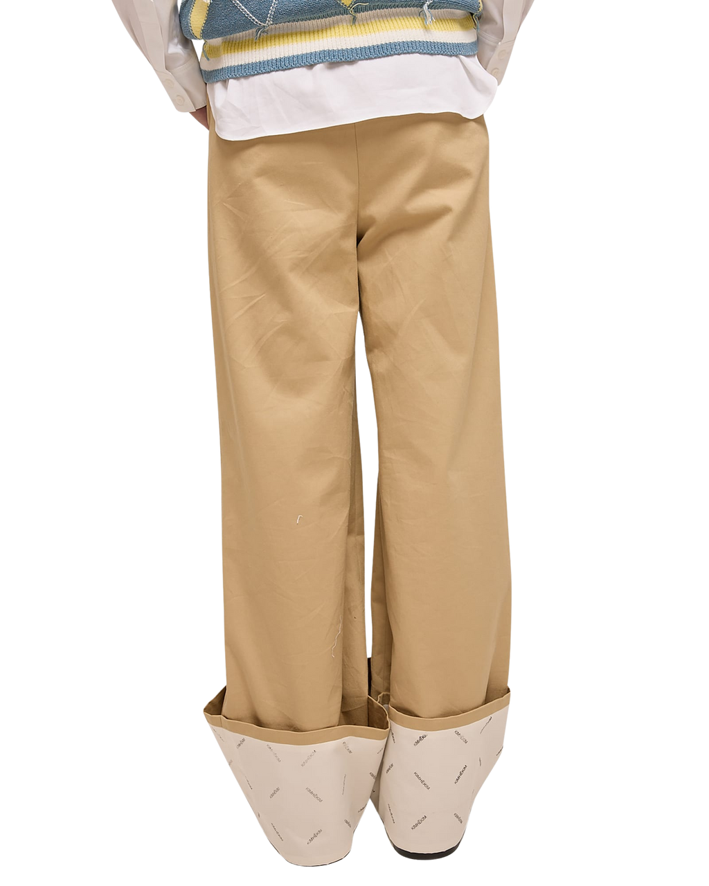 Kimhe Kim - Bicolor Logo Printed Rolled Up Pants (Beige) product image 5 | TRAB K-Fashion Australia