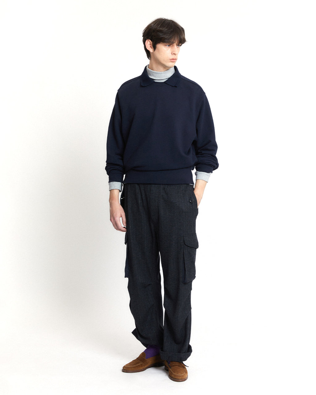 Eastlogue - Combat Easy Pants (Grey Chalk Stripe) product image 4 | TRAB K-Fashion Australia