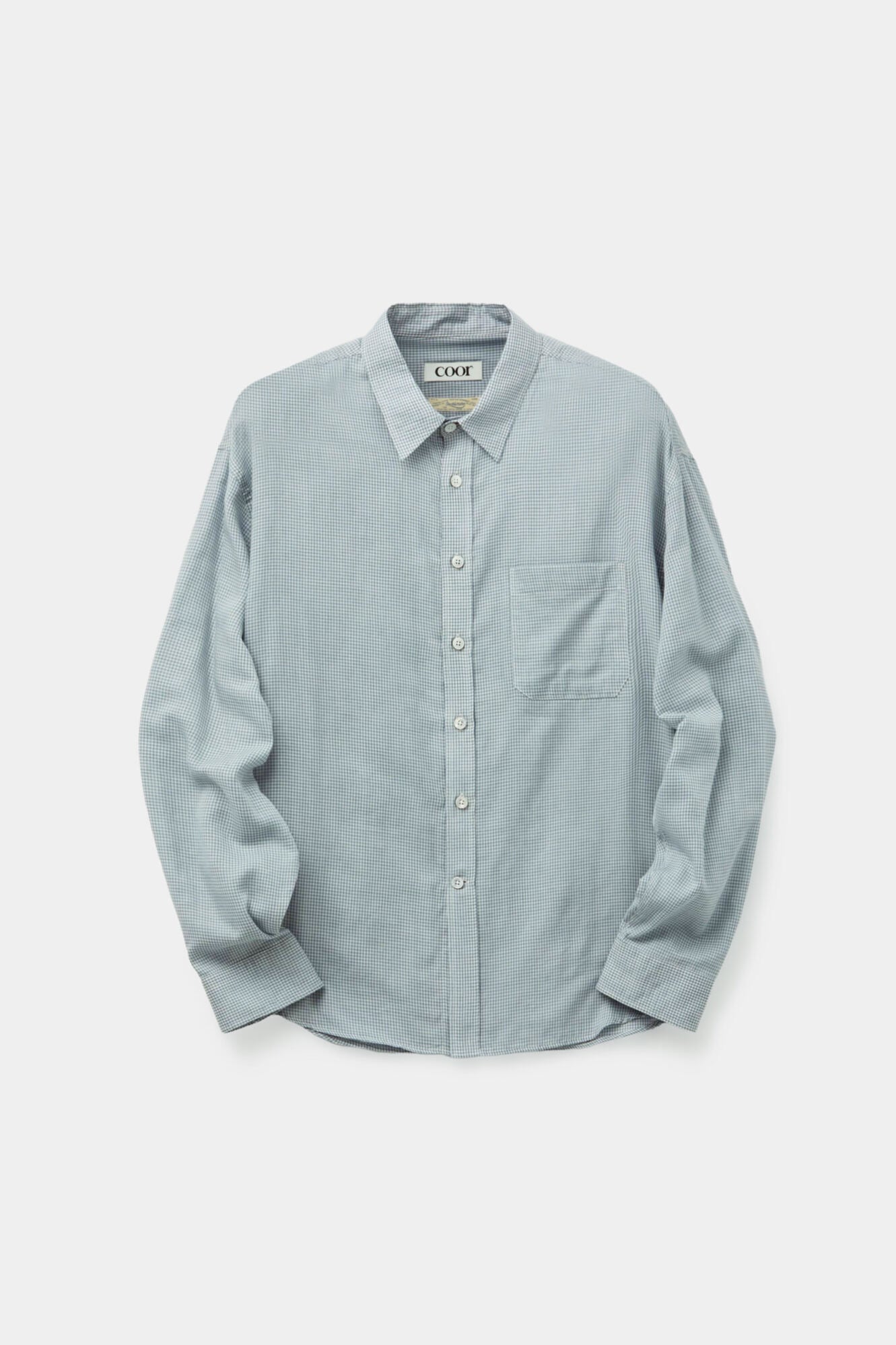 Coor - Cotton Tencel Micro Blue Check Shirt (White Check) product image 1 | TRAB K-Fashion Australia
