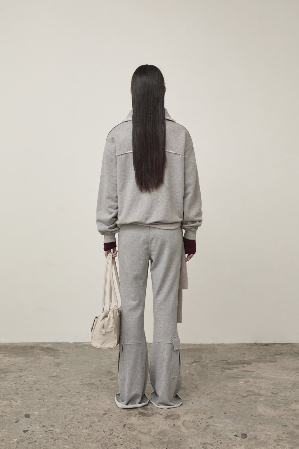 Matin Kim - Cut Out Half Zip Sweatshirt (Grey) product image 8 | TRAB K-Fashion Australia