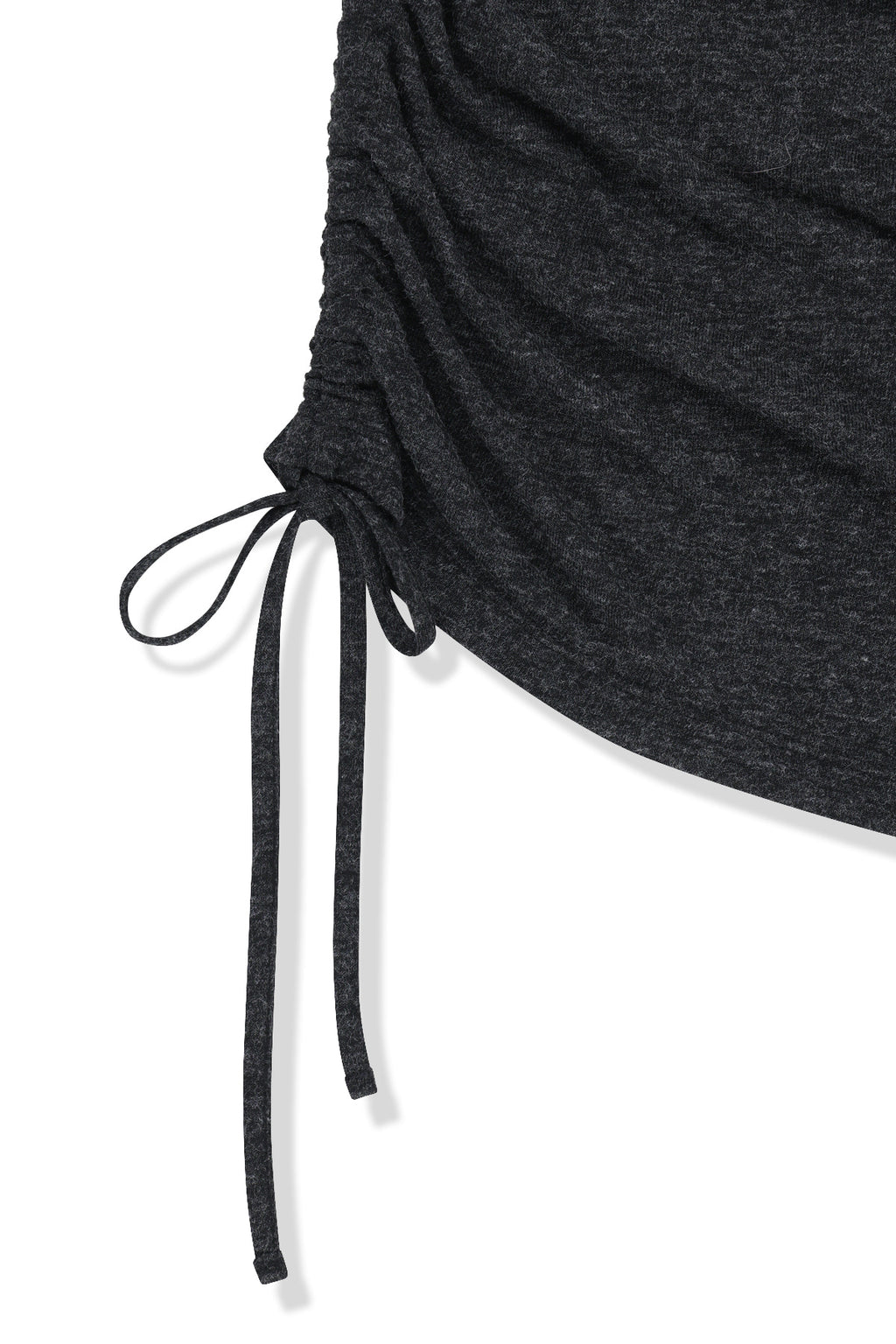 Matin Kim - Asymmetric Side Shirring Top (Charcoal) product image 5 | TRAB K-Fashion Australia