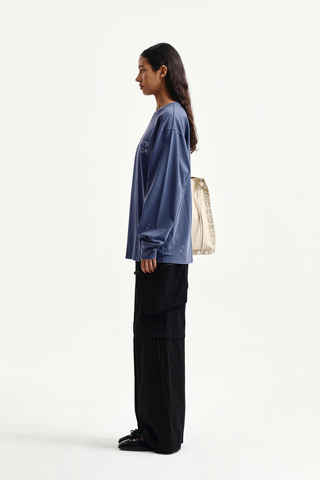 Matin Kim - Vintage Washed Logo Top (Smoke Blue) product image 6 | TRAB K-Fashion Australia