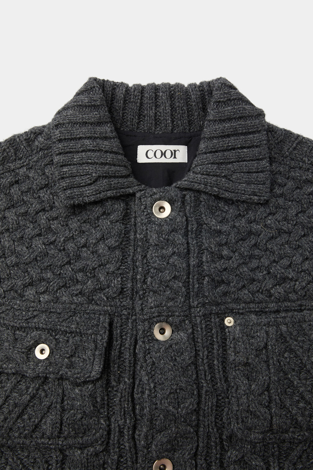 Coor - Cable Mixed Trucker Cardigan (Charcoal Gray Melange) product image 5 | TRAB K-Fashion Australia