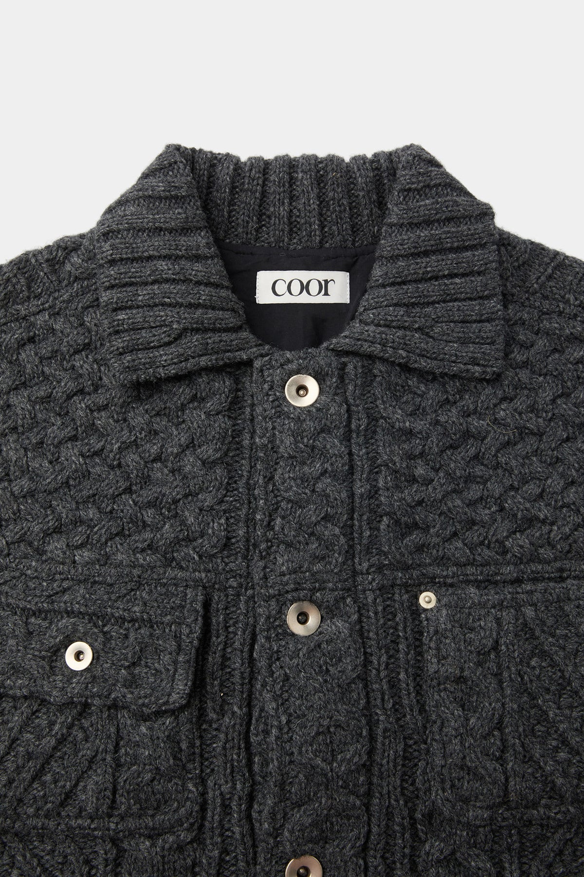 Coor - Cable Mixed Trucker Cardigan (Charcoal Gray Melange) product image 5 | TRAB K-Fashion Australia