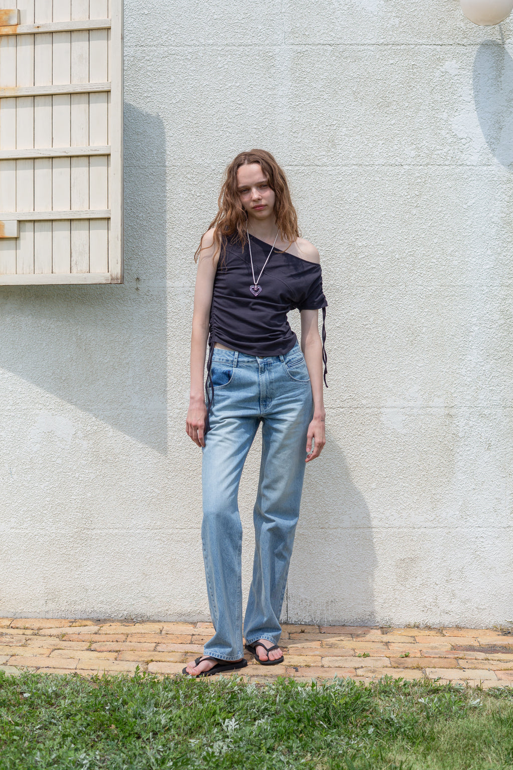 Matin Kim - String Off Shoulder Slim Top (Charcoal) product image 13 | TRAB K-Fashion Australia