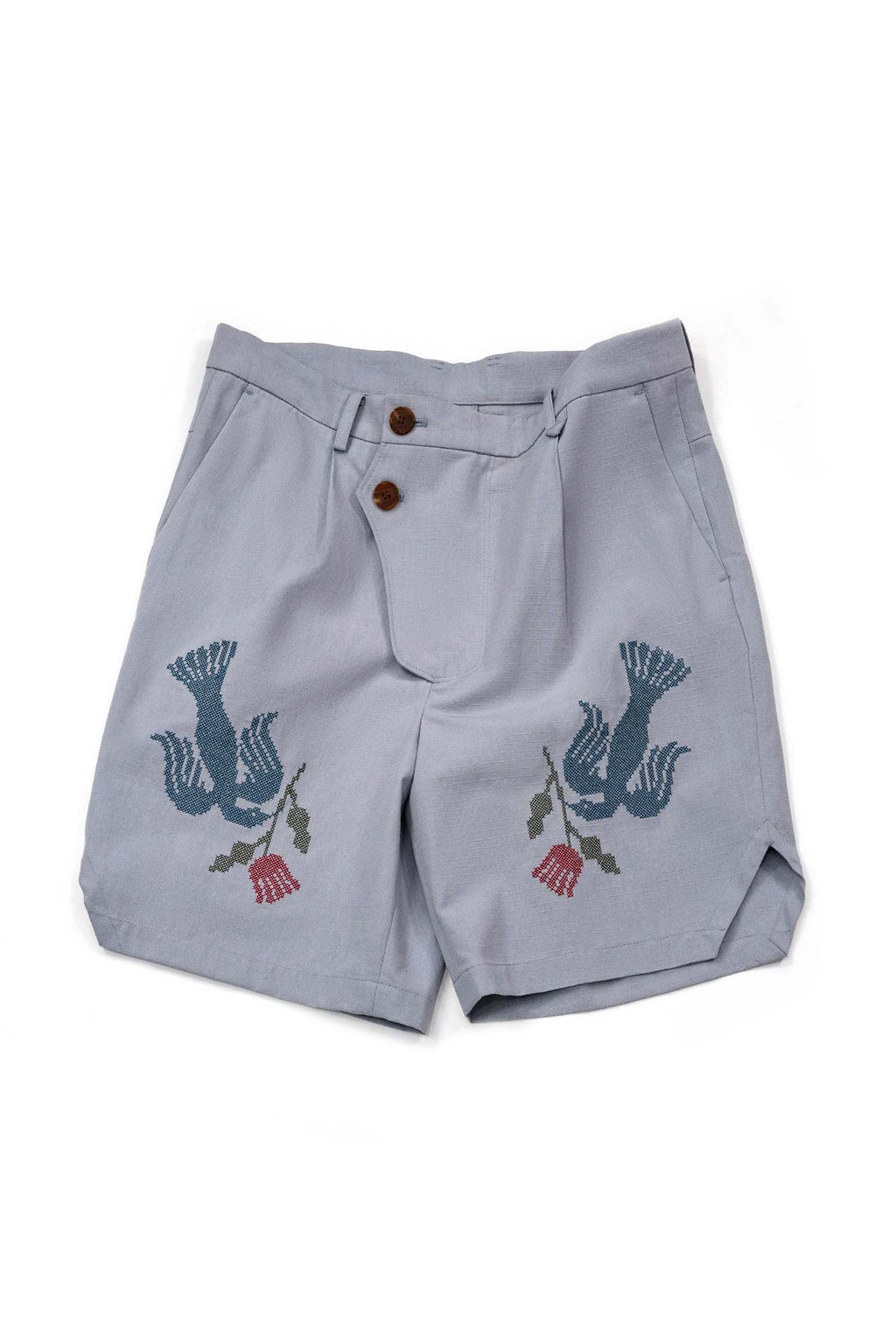Ioedle - Migratory Bird Cross-Stitch Shorts (Sky Blue) product image 1 | TRAB K-Fashion Australia
